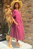 Made in Italy Tiggy Pure Cotton Smock Dress Beetroot /5 =